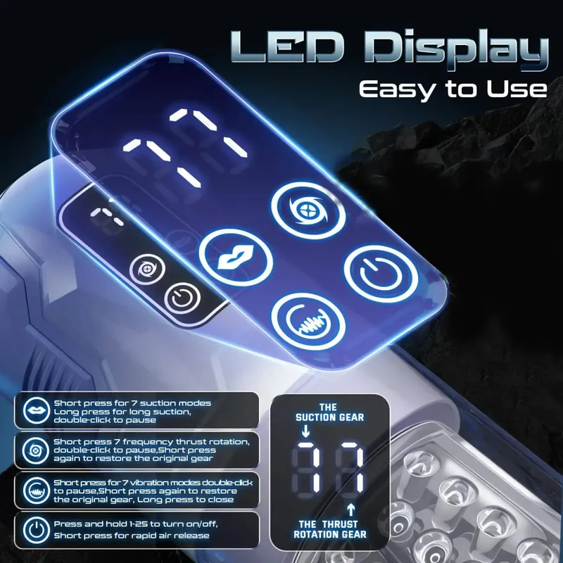 LCD Automatic Sucking Male Masturbator Penis Pump Water SPA Real Pocket Pussy Stroker Thrusting Rotating Licking Sex Toy for Men
