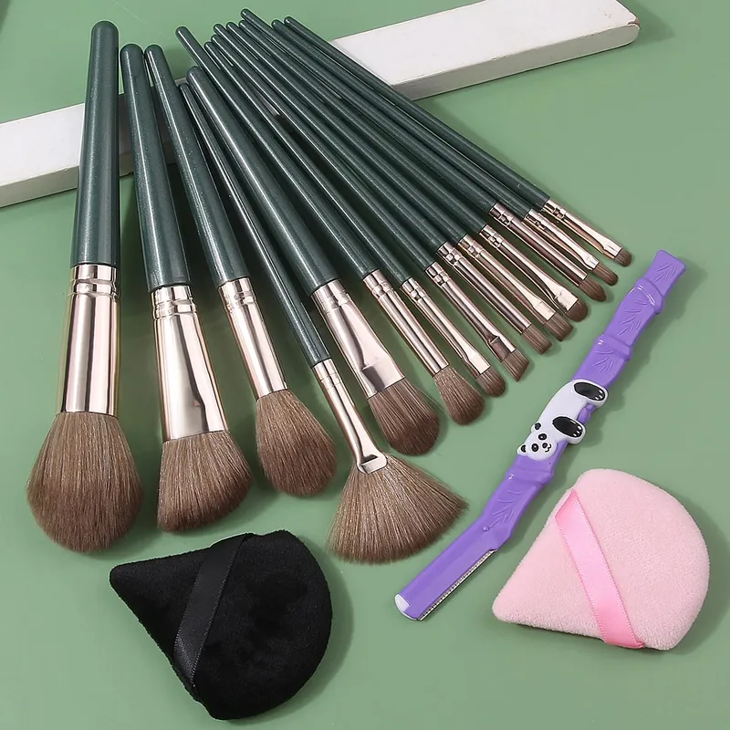 12/15/17Pc Set Berus Solekan Lembut untuk Pemula Berus Loose Powder Blush Eyeshadow Berus Dwi Guna Segitiga Span Mekap Basah & Kering — image 7