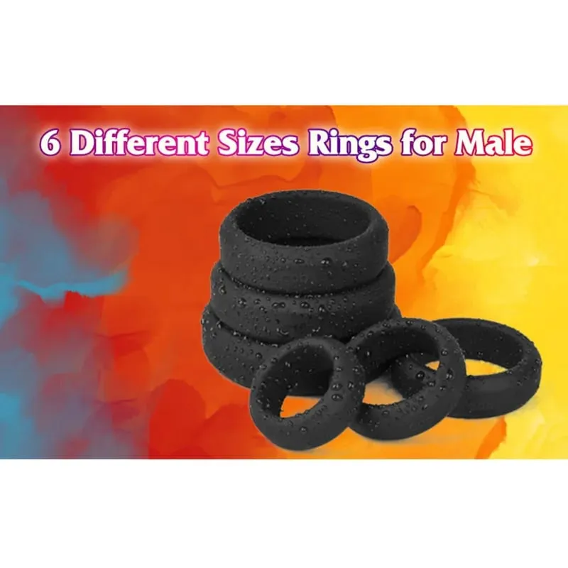 6 ชิ้นชายอวัยวะเพศชายแหวนแหวน Cock แขน Delay Ejaculation ซิลิโคนลูกปัด Time Lasting Erection เพศของเล่นสำหรับผู้ชายเกมสำหรับผู้ใหญ่ — image 4