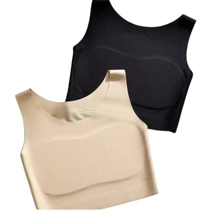 S/M/L/XL/XXL 가슴 바인딩 속옷 얼음 실크 소재 고정 컵 보이지 않는 원활한 브래지어 부드러운 강철 반지 백리스 스타일 — image 1