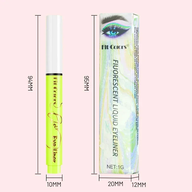 Pena Eyeliner Cair Cahaya Neon UV Tahan Air Cat Warna Wajah Neon Warna-warni Riasan Mata Panggung Seni Pesta Natal Halloween — image 7