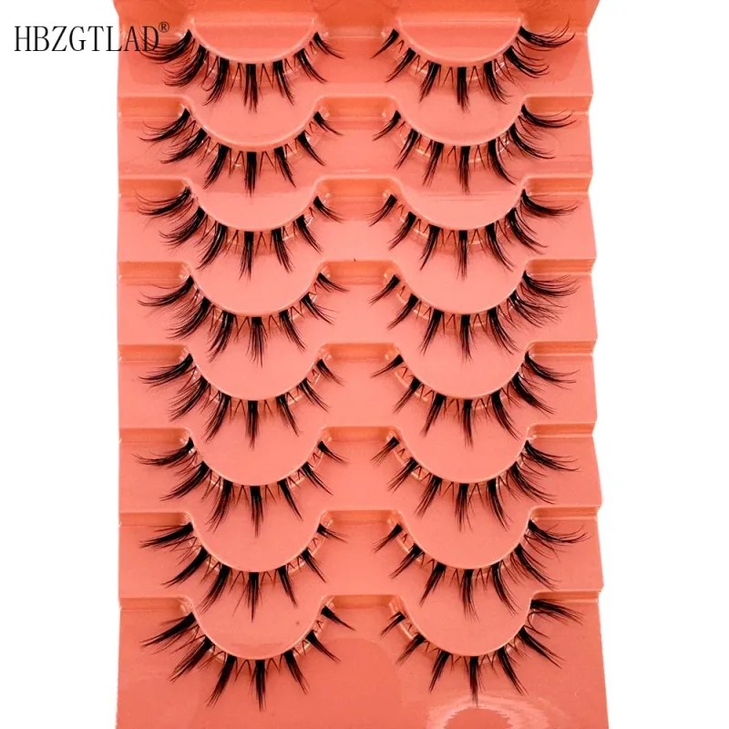 7/8 Paar Katzenaugen-Wimpern, Manga-Wimpern, 3D-Wimpern mit klarem Band, natürlich, halbe Wimpern, verlängerte Nerz-Wimpern, flauschige Wimpern — image 12