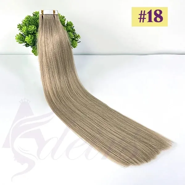 Tape in Human Hair Extensions Natural Seamless Invisible Soft 14"-24" Real Natural Hair Remy Quality Straight Black Brown — image 8