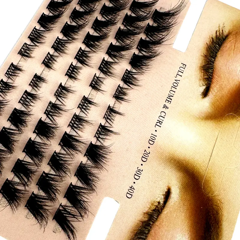 Mix 3D Fluffy Single Cluster Extension Eyelash Segmented Natural Mink Fox Eye Effect Μακιγιάζ Βλεφαρίδες Ατομικές ψεύτικες βλεφαρίδες — image 1
