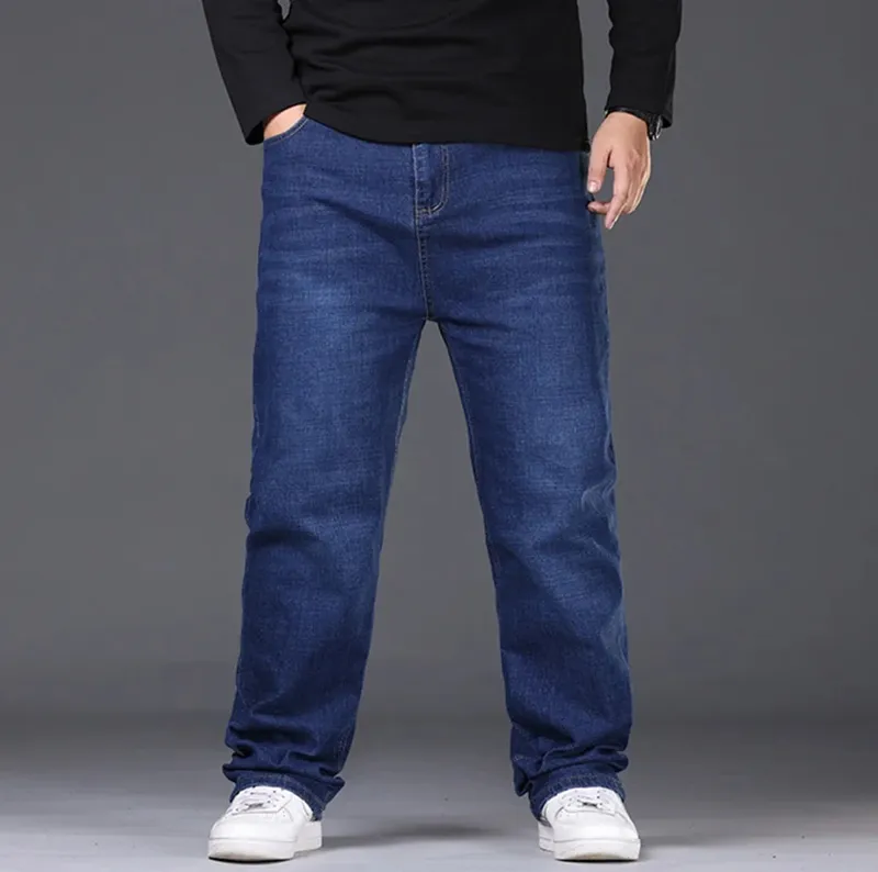 29-50 ขนาดผู้ชายยืดกางเกงยีนส์ขาตรงกางเกงยีนส์ขยายขนาดสีฟ้าสีดำStreetwear Relaxed Fitสำหรับทำงานสบายๆใหม่ — image 3