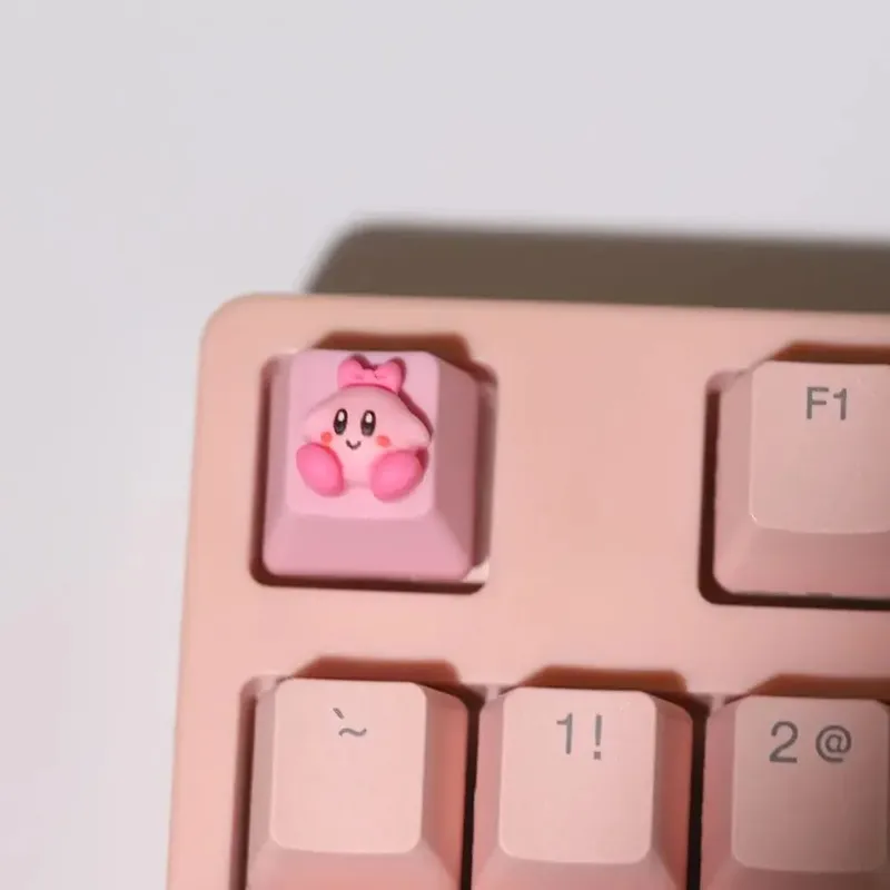 Kirby Keycaps แป้นพิมพ์สำหรับ Mechanical น่ารักหมวกชุดปุ่มส่วนบุคคล Keycaps DIY หมวกอะนิเมะการ์ตูนสีชมพู 3D Keycaps