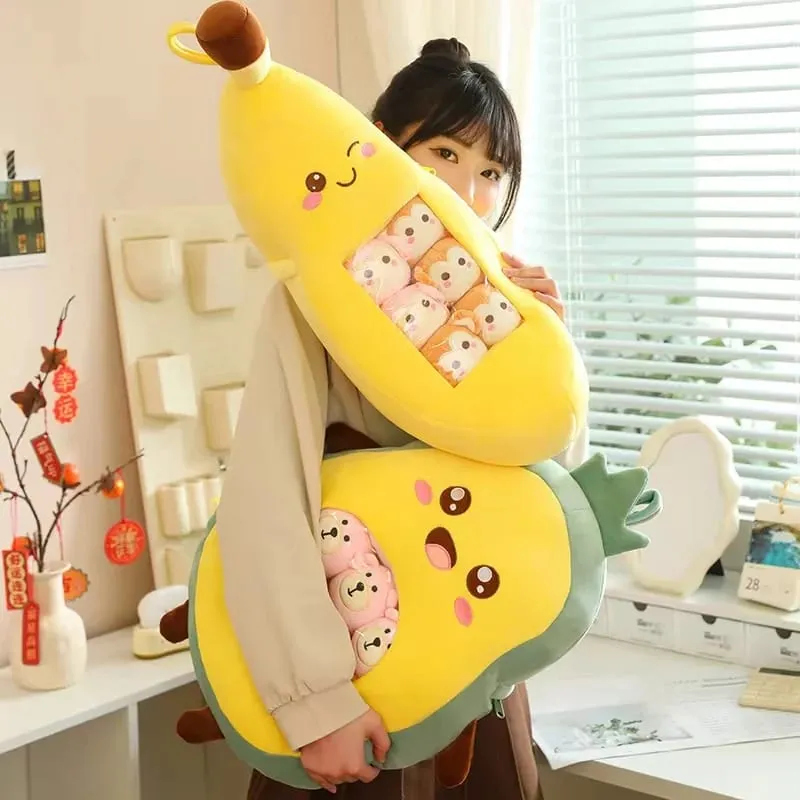 Enam Mainan Kecil Di Dalam Bantal Mewah Buah Kartun Comel Kusyen Sofa Sumbat Lembut Homdecor Bantal Sandaran Hadiah Kanak-kanak — image 5
