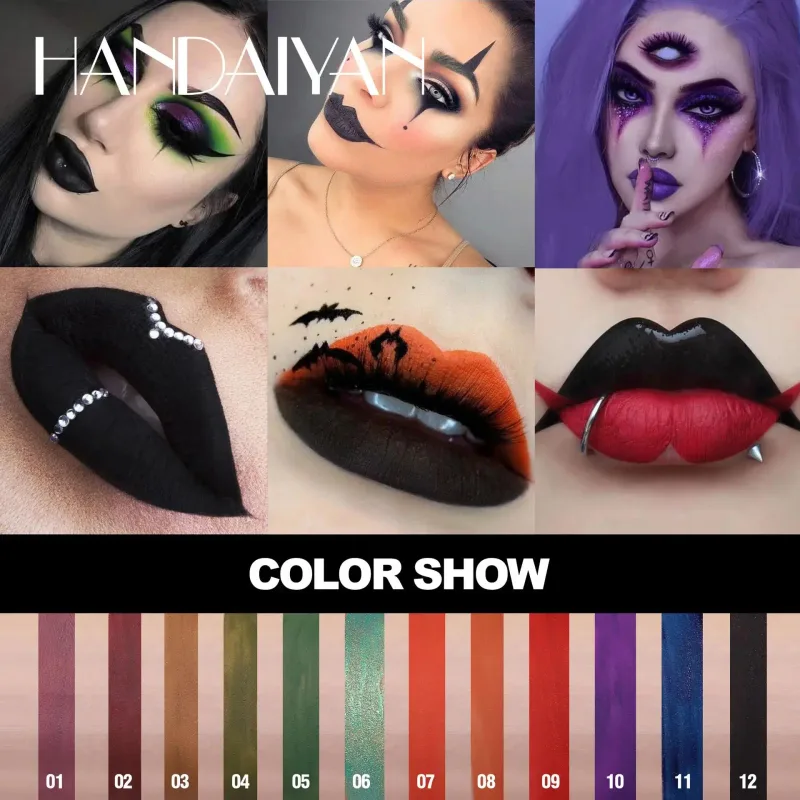 Matte Vampire Black Purple Gincu Kalis Air Lip Gloss Tahan Lama Halloween Krismas Melembapkan Bibir Berpigmen Makeup — image 2