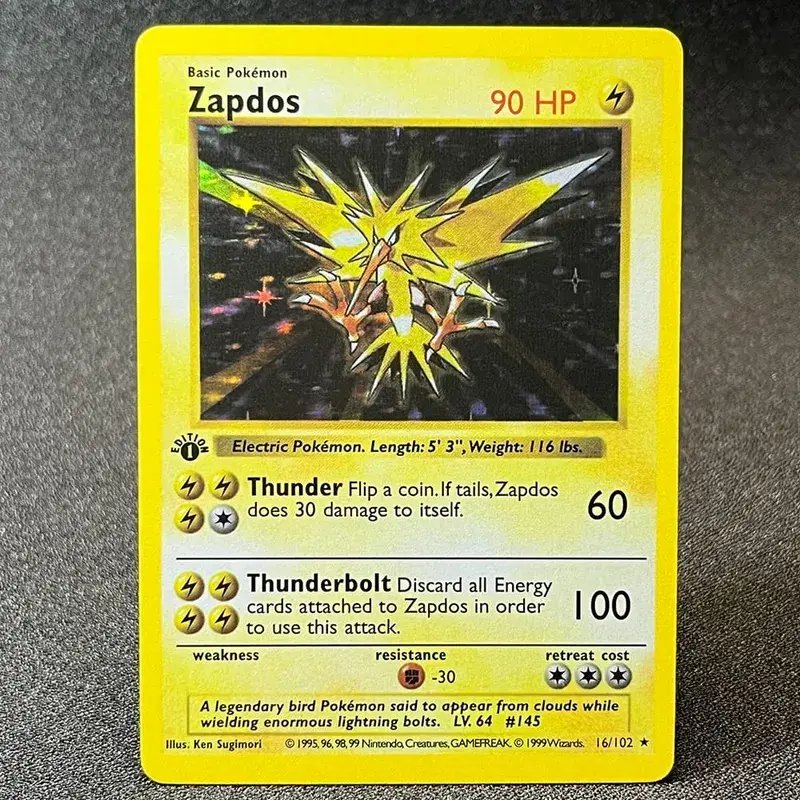 Carte foil PKM Charizard Blastoise Venusaur Alakazam Mewtwo Zapdos Raichu 1996 1a edizione Game Collection Carte proxy PTCG