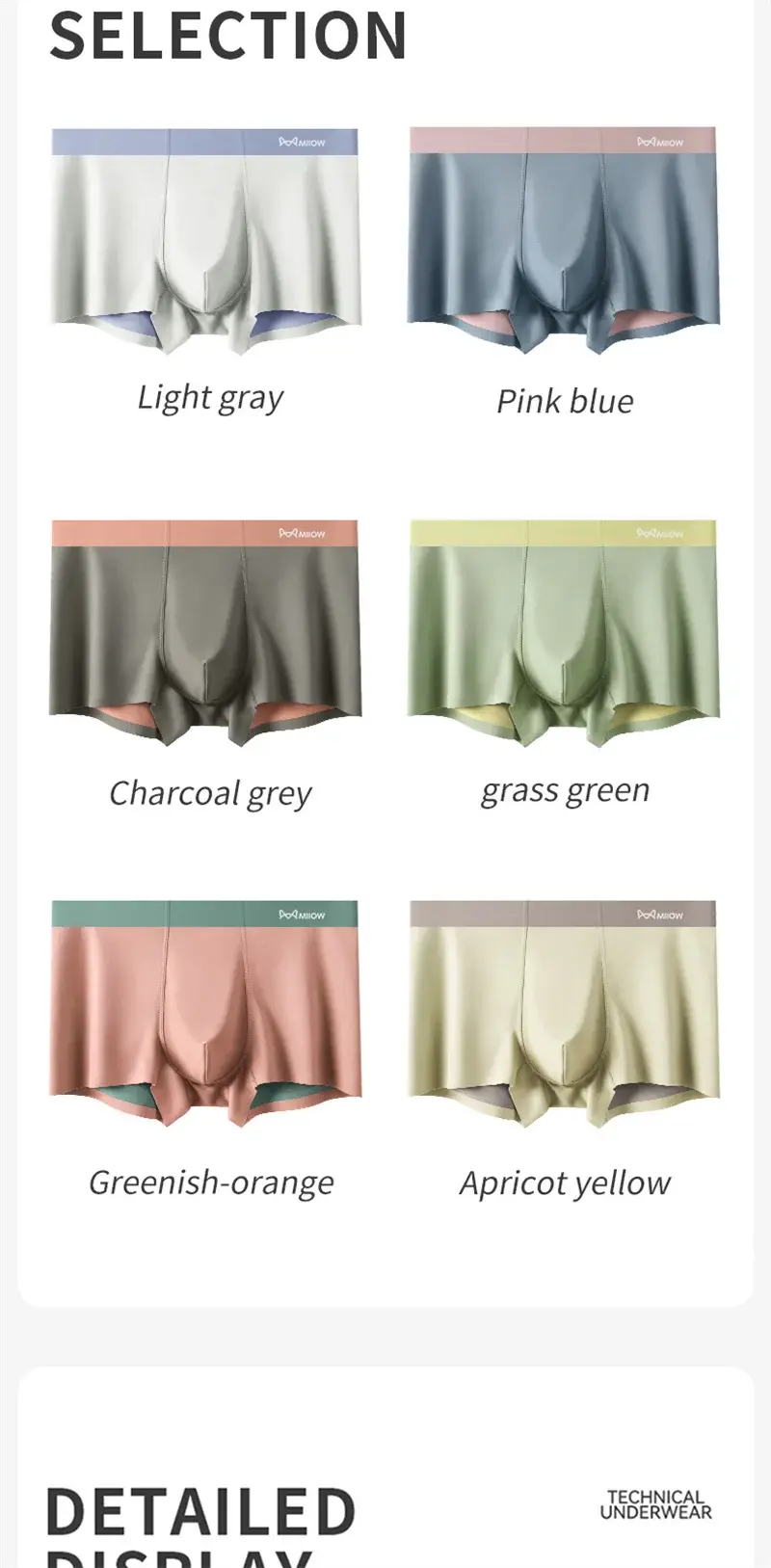 MiiOW 3Pcs Nylon Breathable Men's Panties Seamless Drying Men Underwear Cotton Antibacterial Crotch Man Boxers Mens Underpants — image 14