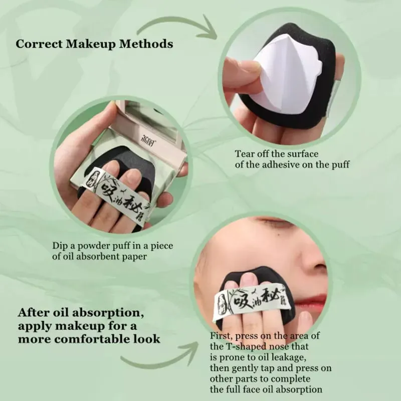 200 Blatt Löschpapier mit Puderquaste, Mixer, Schwamm, Ölkontrolle, ölabsorbierende Gesichtstücher, mattes Fix-Make-up-Werkzeug — image 6