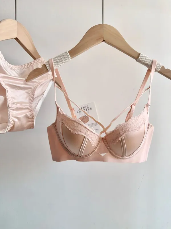 Französisches Spitzen-Push-up-BH-Set, gepunktet, kleine Körbchenformung, süße sexy erotische Dessous, Komfort-Bügel, Damen-Intimbekleidung, S-XL — image 9