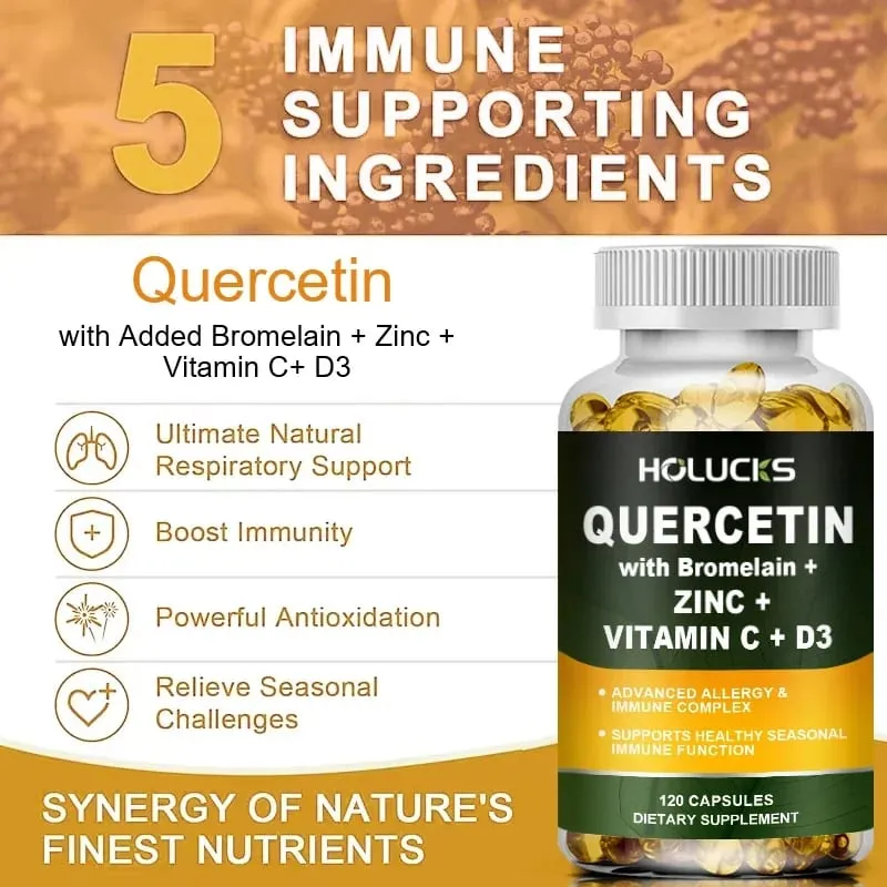 Supplément avancé de quercétine vitamine C + D3 avec bromélaïne pour l'immunité, la santé de la peau et des os solides, vitalité globale végétalienne — image 5