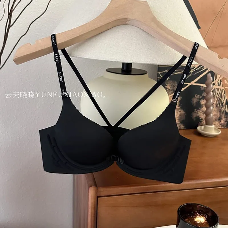 Set di lingerie senza schienale con chiusura frontale con set di reggiseno confortevole e senza fili, anti-cedimento, edificante, con busto piccolo. — image 4