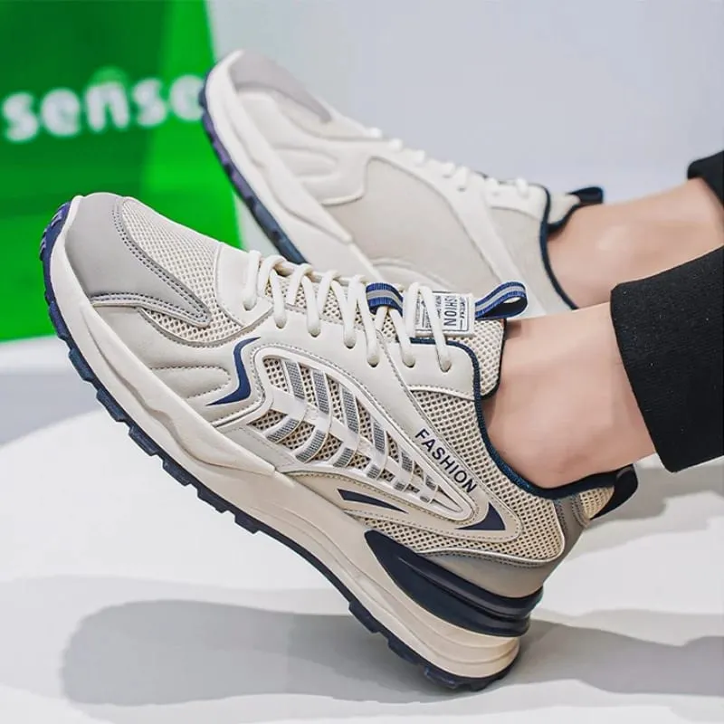 Lente Zomer Mannen Sneakers Ademend Mesh Casual Schoenen Platform Chunky Papa Schoeisel Lace Up Wandelschoenen