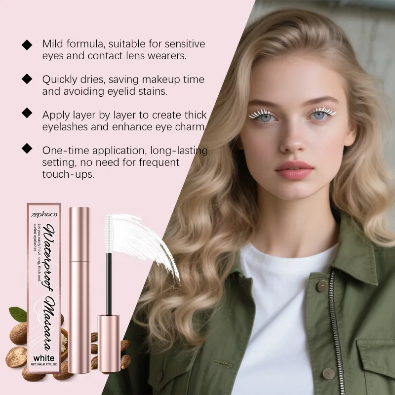 Mascara blanc liquide pour recourber les cils, longue durée, imperméable, Extensions naturelles durables, maquillage, beauté des yeux, cosmétiques, brosse 5ml — image 2