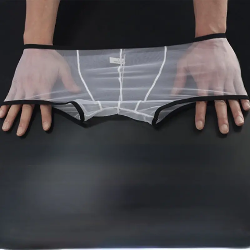 ผู้ชายดูผ่าน Ultra-thin Boxer กางเกงขาสั้นกางเกงขาสั้น U กระเป๋านูนชุดชั้นในกางเกงตาข่าย Low Rise โปร่งใสด่วน-แห้งกางเกง — image 4