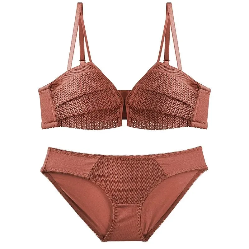 Lingerie Set Female Deep V Sexy Thick Wireless Seamless Push Up Comfort Bra And Panty Set Breathable Underwear For Women — image 8
