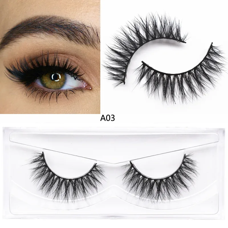 D20 réel vison cils Extension de cils naturel long ailé Volume cils à la main vison faux cils maquillage cils — image 8