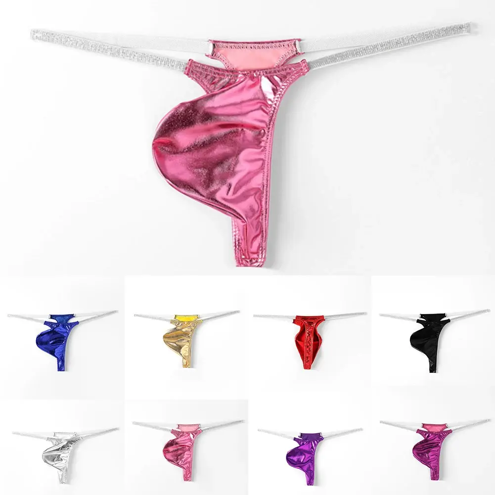 Average Size Mens Underwear Low Waist Shiny T-back Underwear Mini Underwear Mini G-Strings Shiny Fabric All Season Wear — image 6