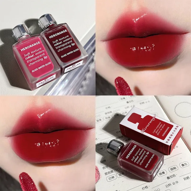Water-Glow Mirror Lip GLOSS Long Lasting Moisturizing Hydrating Lip Tint แต่งหน้า Skin-Brightening ลิปสติกผู้หญิงเกาหลีเครื่องสำอาง — image 8