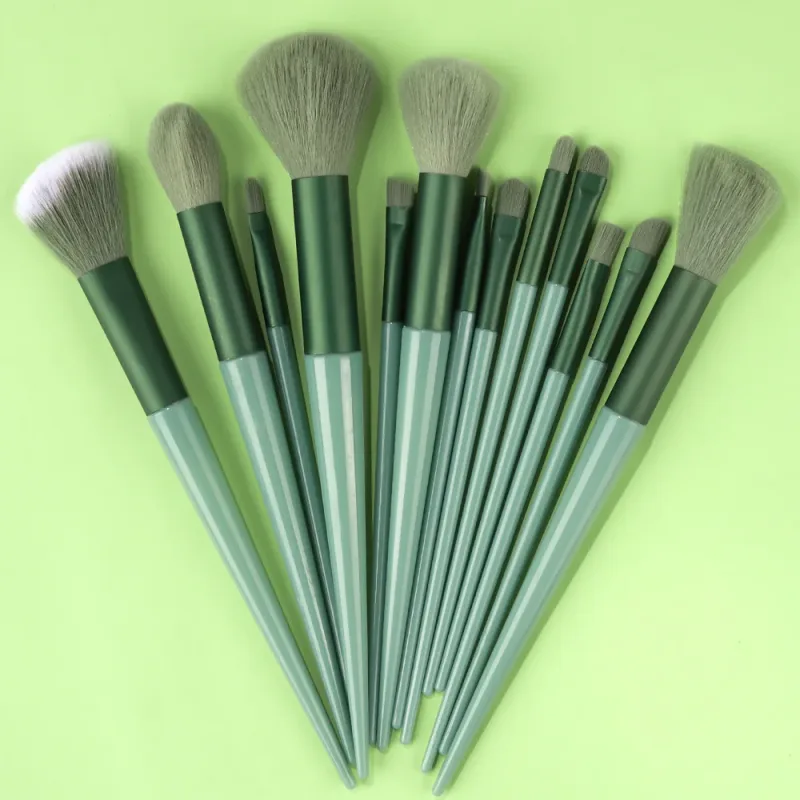 Conjunto de pincéis de maquiagem, 13 peças, sombra, base, iluminador, blush, corretivo, feminino, ferramenta de beleza macia, esponjas de beleza, polegar — image 22