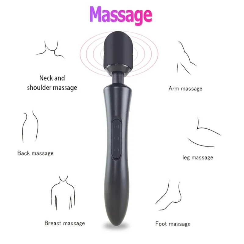 20 모드 주파수 8 속도 바디 진동기 강력한 마술 지팡이 AV 마사지 섹스 제품 여성을위한 USB 충전식 섹스 토이 ST090 — image 5