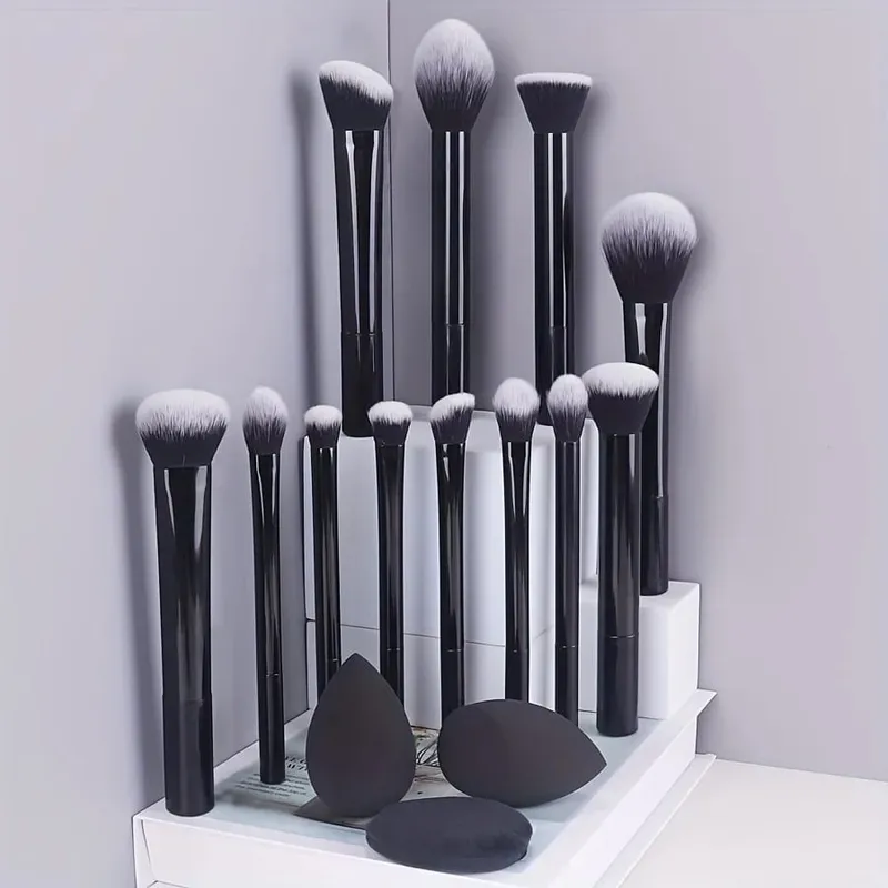 12pcs Set Berus Mekap Lengkap Berbilang Fungsian: Berus Bedak Longgar Berus Blush Berus Foundation Berus Pembayang Mata Berus Campuran B — image 9