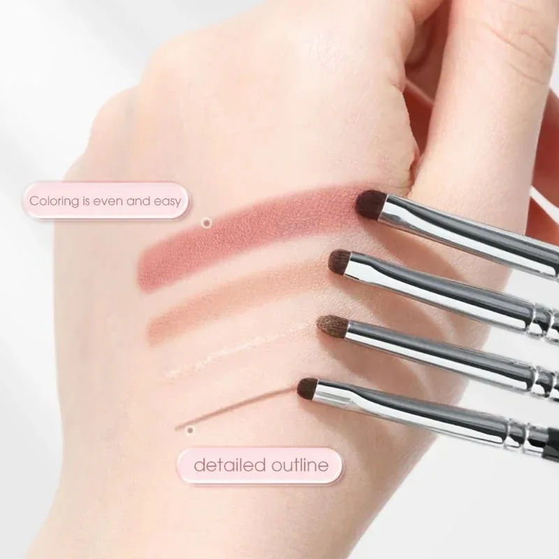 4Pcs Berus Pembayang Mata Halus Smudge Precision Eyeliner Berus Solek Kelopak Mata Penyerlah Berbaring Ulat Sutera Berus Solek Alat — image 4
