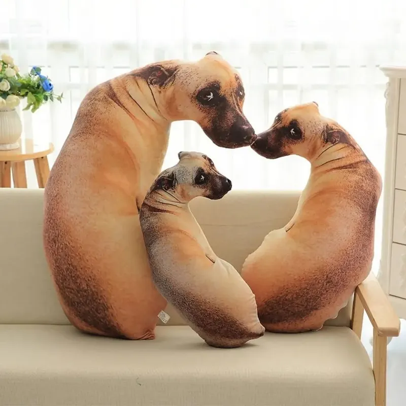 Mignon 3D réaliste Animal jeter oreiller doux en peluche chien oreiller créatif coussin maison — image 3