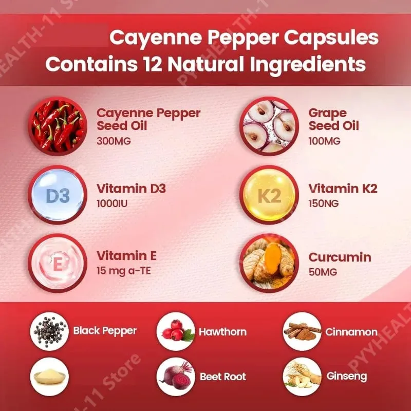 Acı Biber Softgels Üzüm Çekirdeği Pancar Zerdeçal Vitaminleri Takviyesi D3 K2 Bitkisel Bacak Damar Kan Damar Sağlığını Destekler — image 2