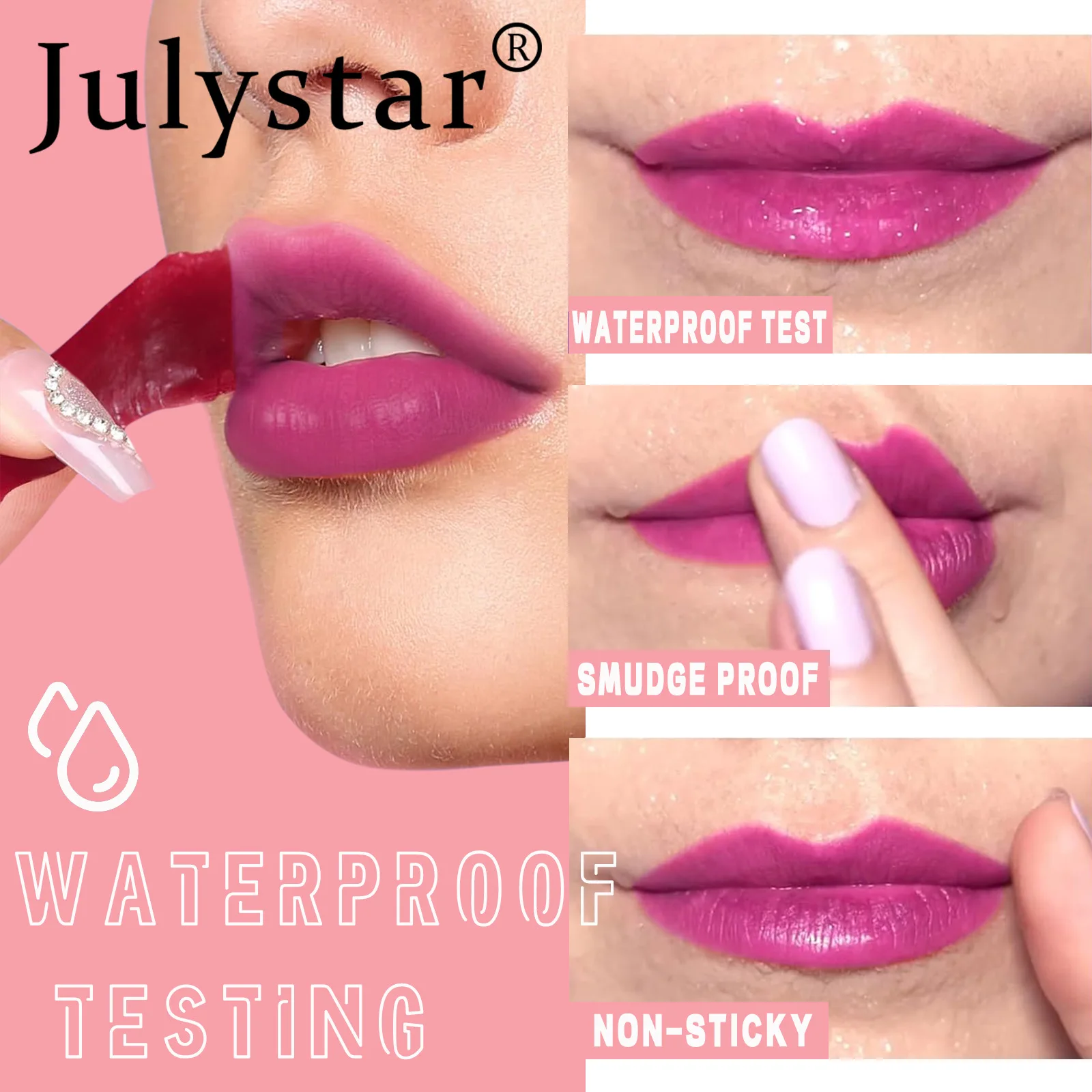 Julystar Peel Off Liquid ลิปสติก 6 สีกันน้ำ Lasting Matte Pink Lip Gloss Moisturizer Tear-off Lip Stain เครื่องสำอางค์แต่งหน้า — image 6