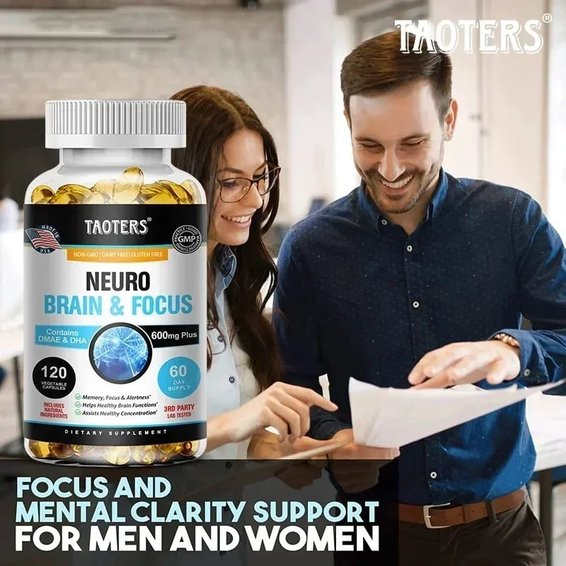 Memory Focus Clarity Energy Brain Supplement - Nootropic Brain Booster DMAE Vitamins A C D E B1 B2 B3 B5 B6 Capsules