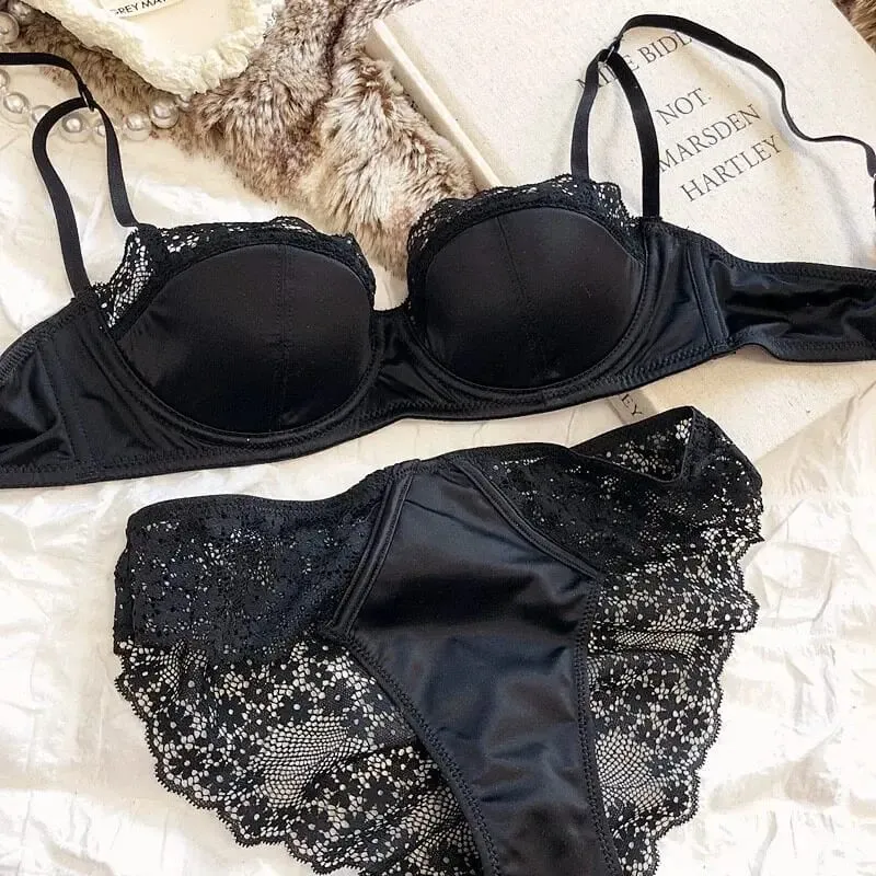 Set di lingerie da donna francese a mezza coppa, morbido reggiseno push-up con ferretto, cinturino sottile, reggiseno intimo leggero e estivo 32-38AB — image 8