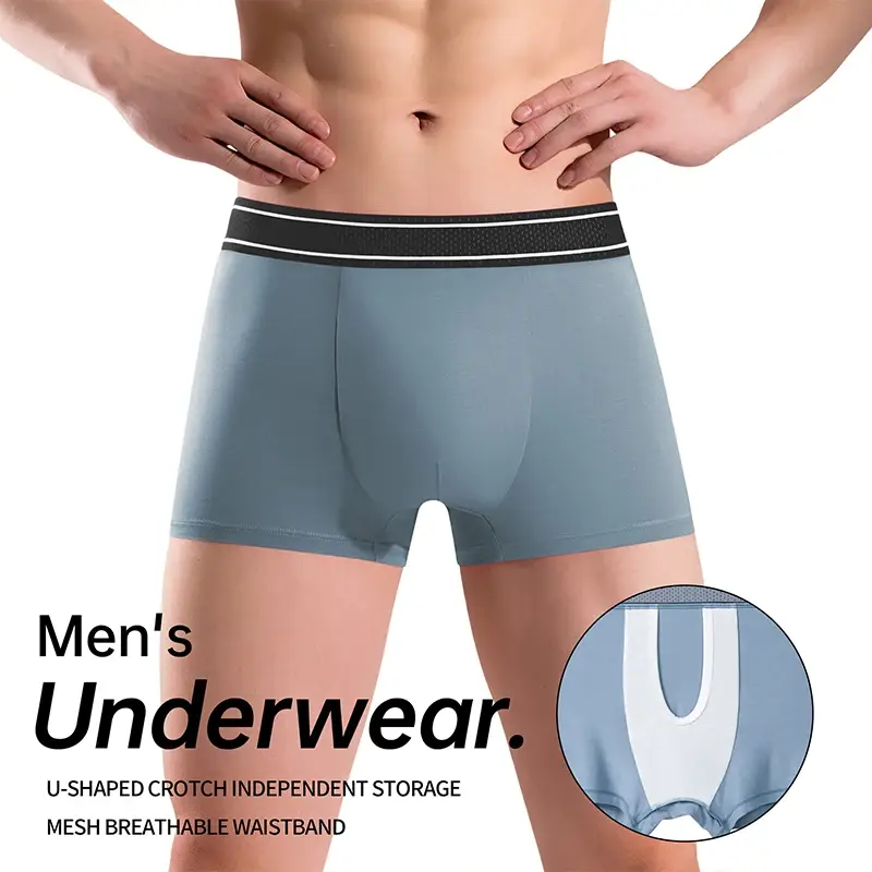 Boxer Modal pour hommes, sans couture, avec pochette à balles, culotte douce, grande taille, respirant, sous-vêtement confortable — image 7