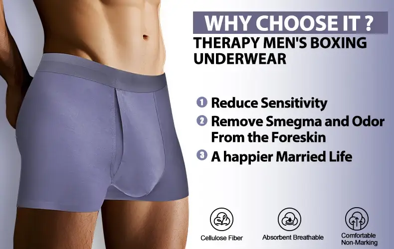 Men's Breathable Underwear Front Open Hole with Adjustable Ring Sheath Boxers Foreskin Long Therapy Enhanced Man Boxers Briefs — image 21