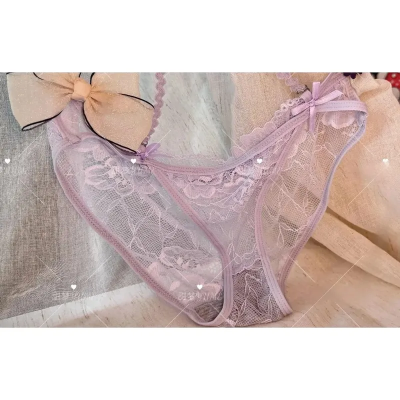 Set Bra Halter Ungu Tali Silang Butterfly Detail Kit Pakaian Dalam Tekan Ke Atas Elegan Untuk Keselesaan Lembut Wanita Pakaian Harian — image 6