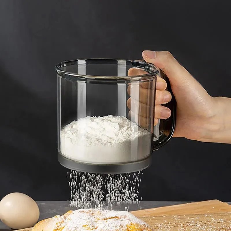 Compact Handheld Flour Sieve na may Semi-awtomatikong Function na Baking Powder Shaker at Measure Cup Mga Tool sa Kusina — image 2