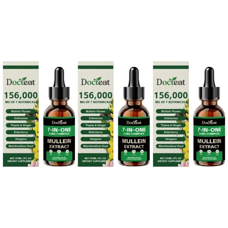 Docteat 7-i-1 Lung Complex Drops 60 Ml Net Dropper 1 Ml Servering med Mullein Hyldebær Marshmallow Airway Comfort Support — image 9