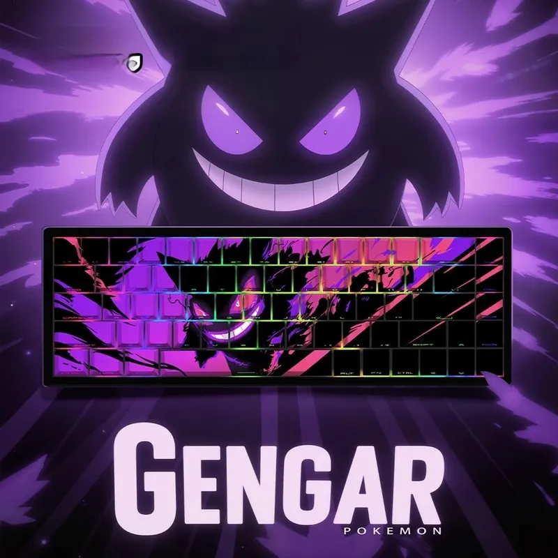 Gengar PBT 원래 공장 측면 새겨진 반투명 키 캡 68 키 129 키 PC 게이머 액세서리 용 E-스포츠 게임 키 캡 — image 2