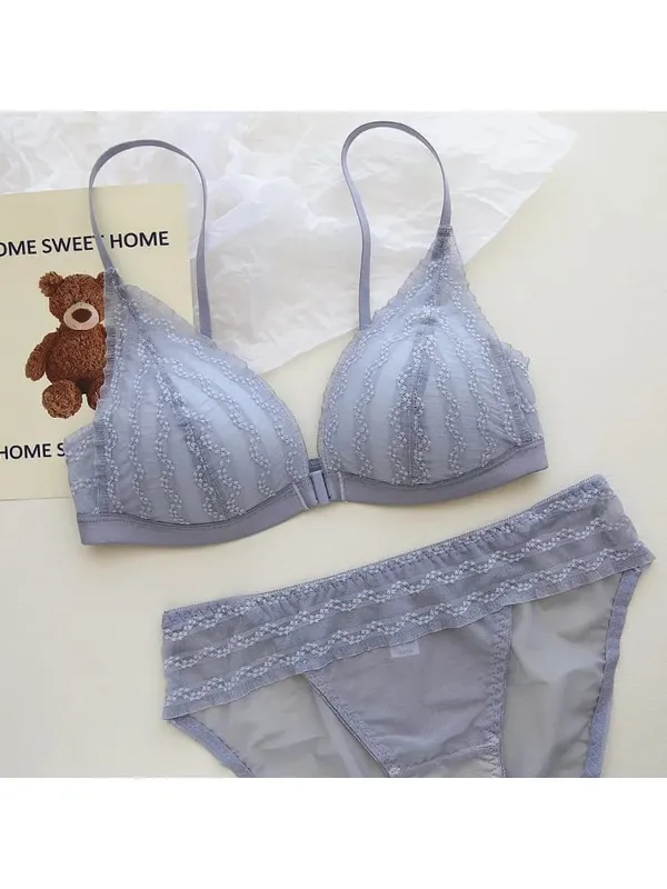 Push Up BH för små bröst - Fram Stäng Spets Bralette Trådlös Demi Triangel Cup Sexiga underkläder Tunna Demi Cup Small Chest — image 1