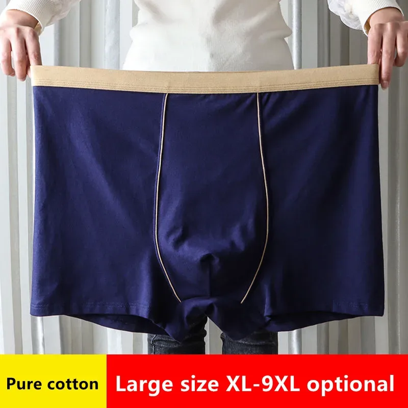 Stor storlek Sömlösa underkläder Herr Boxershorts i massiv bomull Herrtrosor Andas Boxers Herrpaket Kalsonger Man — image 3