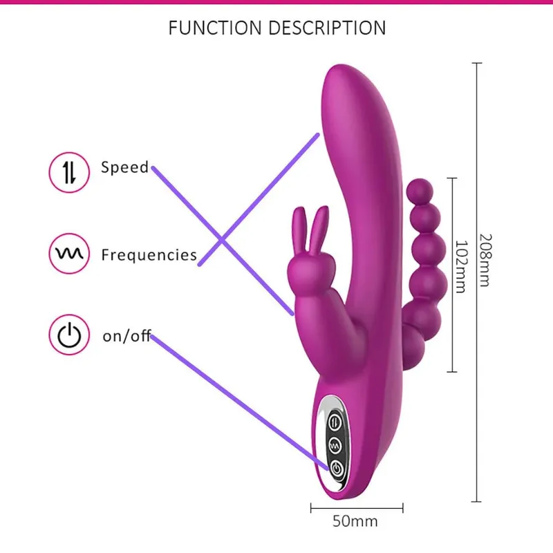 12 모드 G 스팟 토끼 진동기 Clitoral Stimulator 항문 트리플 커브 마사지 항문 구슬 여성 커플 딜도를위한 섹스 토이 — image 4