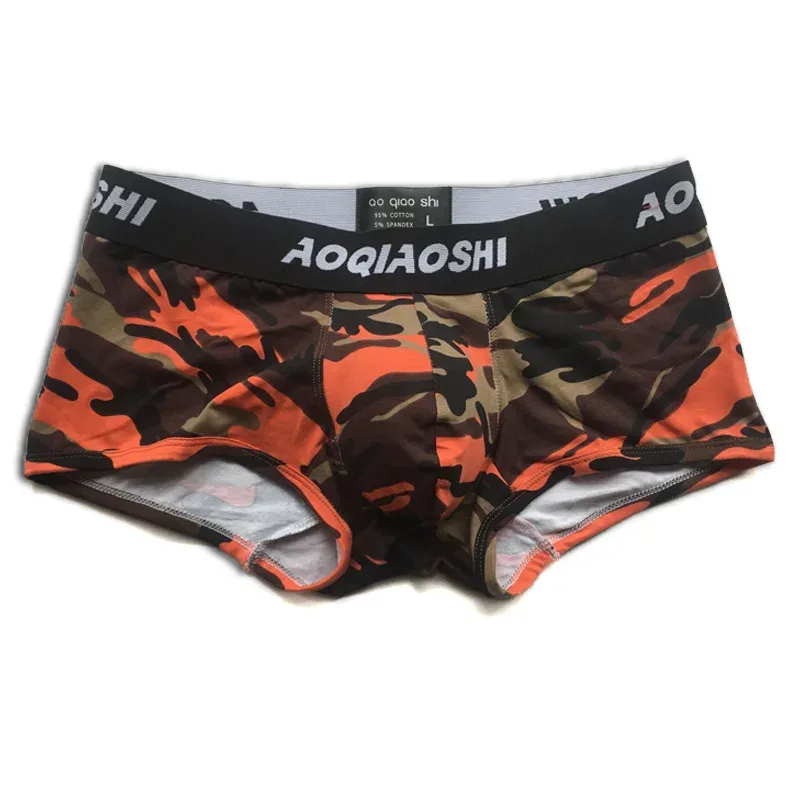 ผู้ชายชุดชั้นในผ้าฝ้าย Camouflage กางเกงนักมวยกางเกง Bulge POUCH PLUS ขนาดวัยรุ่น Breathable Underpants หนุ่มชุดชั้นในชาย