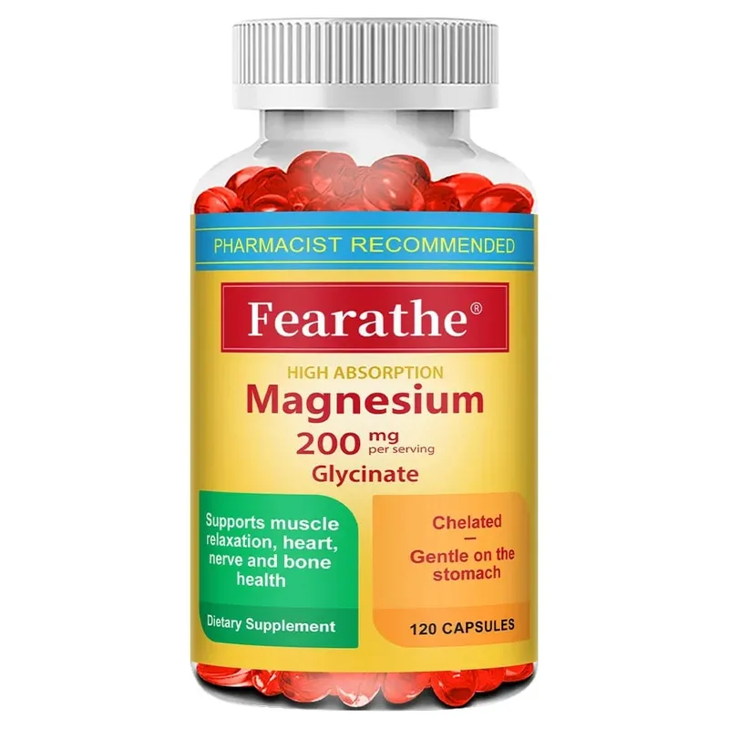 Magnesium Glycinate Capsules 200mg Mineral Supplement for Relaxation Sleep Muscle Bone Cardiovascular & Immune Health — image 9