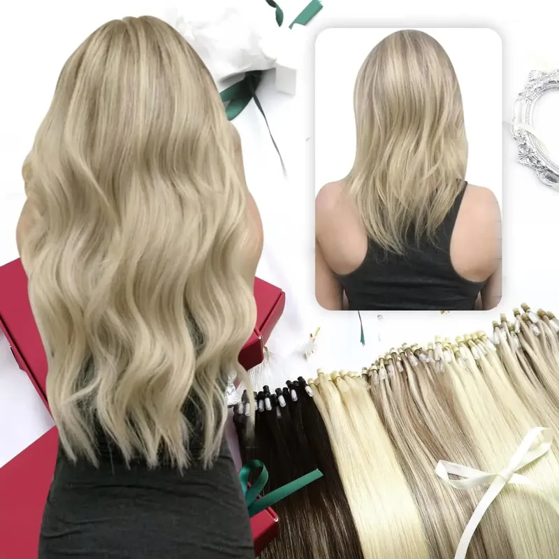 Moresoo Micro Link-Haarverlängerungen, Echthaar, Mikro-Loop-Haar, Kaltfusion, 50 g, unsichtbares brasilianisches vorgebundenes Remy-Mikroring-Haar — image 4