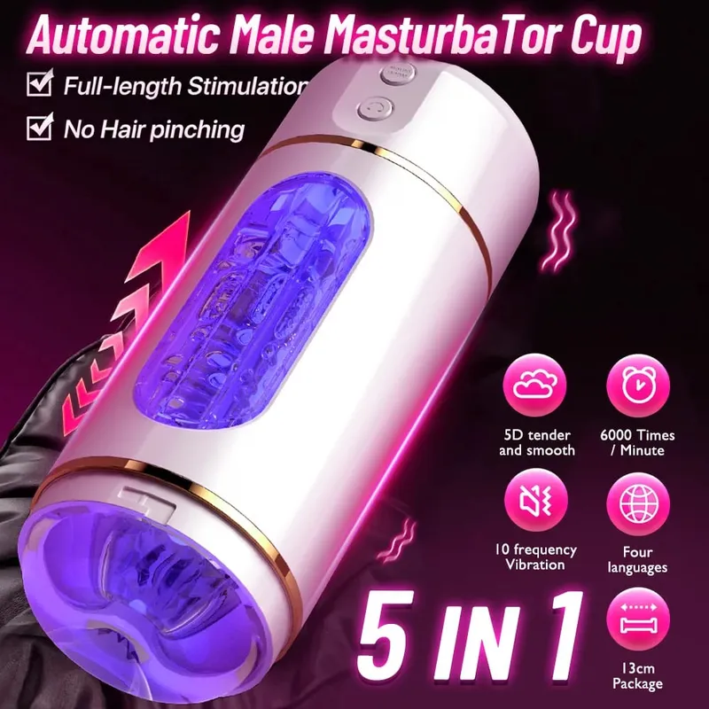 Automatic Male Mastubator Cup Pocket Pussy Sex Machine Realistic Vagina Sexy Voice Vibrator Penis Stimulator Sex Toy For Men — image 2