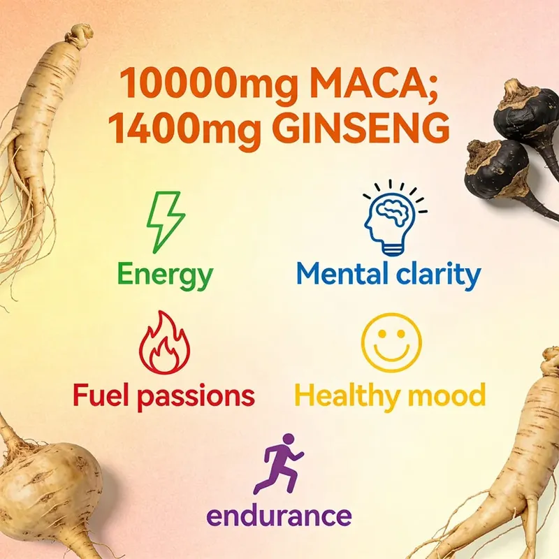 Capsule di radice di maca con ginseng - Promuovono energia, umore, resistenza e prestazioni, supportano la salute mentale per uomini e donne — image 5