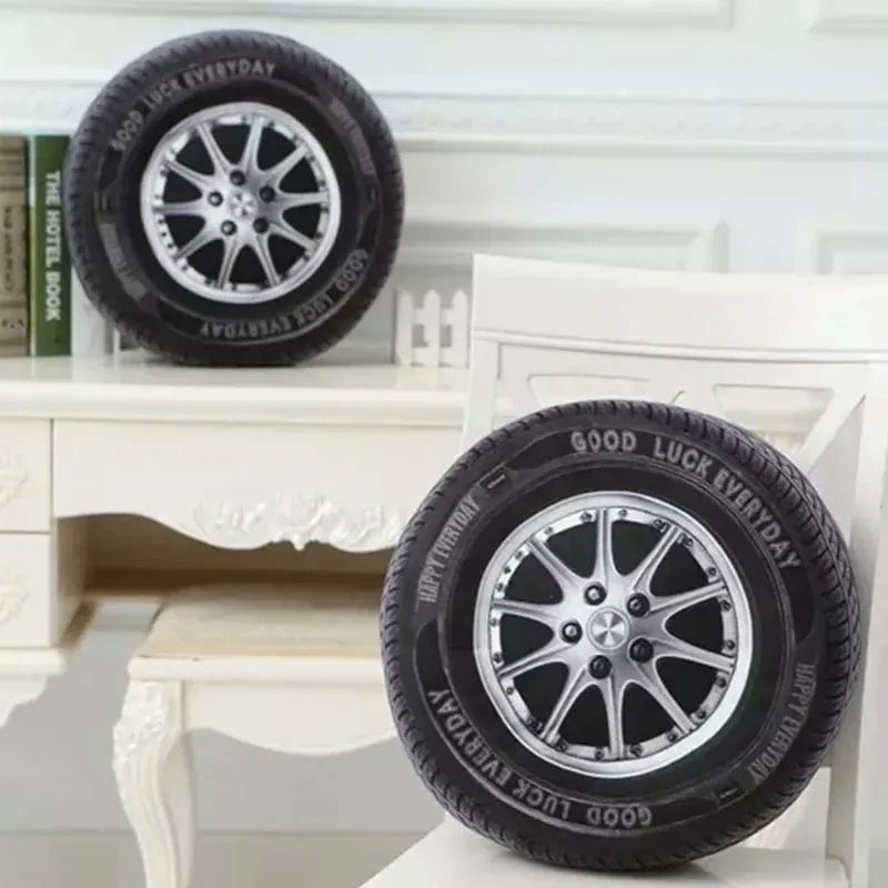 3D imitacja opony samochodowej pluszowa poduszka realistyczny nadruk poduszka na koło kreatywna zabawna Sofa rzuć poduszka Auto entuzjasta wystrój prezent — image 5
