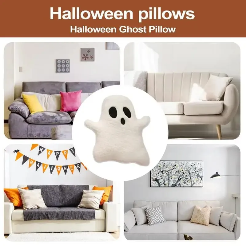 32 cm sød Halloween pude udstoppet spøgelsespude blød tegneserie spøgelsesdukke legetøj udstoppet plys Hjem Halloween dekorationer — image 6